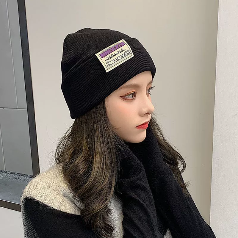 Woolen demi-season keep warm knitted Japanese knitted hat, ear protection