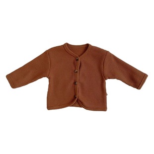 Children's Korean-style Cardigan Top Baby Boys and Girls Baby Spring and Autumn Waffles Knitted Thin Base Shirt Jacket