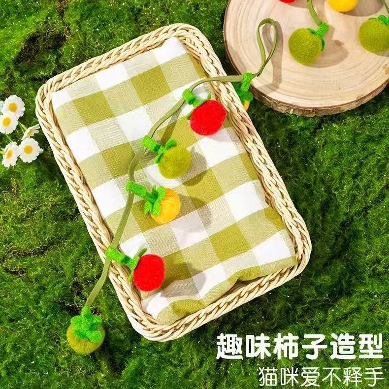 Persimmon Cat Toy Teasing Stick for Cats, Self-Entertainment Boredom-Relief Gadget, Teething Stick for Kittens, Energy-Consuming Cat Supplies