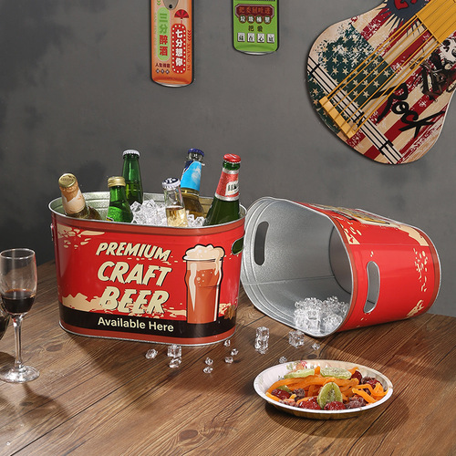 Summer fashionable tinplate portable ice bucket, high-looking commercial bar supplies, ice wine bucket, red wine champagne ice bucket