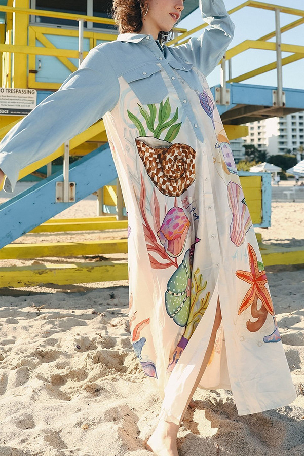 Wholesale Women's Vacation Streetwear Color Block Shell Long Sleeve Blouses display picture 11