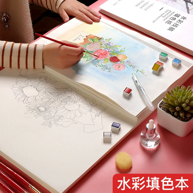 Утолщенная Акварельная линия Черновая бумага-раскраска Акварельная книга для начинающих художников детская бумага для рисования граффити ручная роспись раскраска книга для рисования