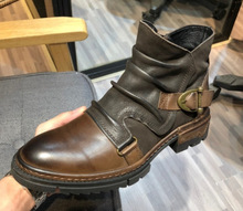 2021跨境外贸高帮男冬季棕色车缝线纯色杰克船长前系带男靴马丁靴