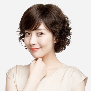 Short Curly Wig for Women, Made of Real Human Hair, Suitable for Mothers and Middle-Aged Women, Celebrity Style