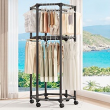 晾衣架落地家用卧室挂衣服折叠单杆简易室内宿舍移动晒凉衣帽架子