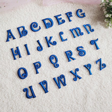 宝藏一号蓝色26个英文字母刺绣布贴手机壳薄扇包包装饰材料配件