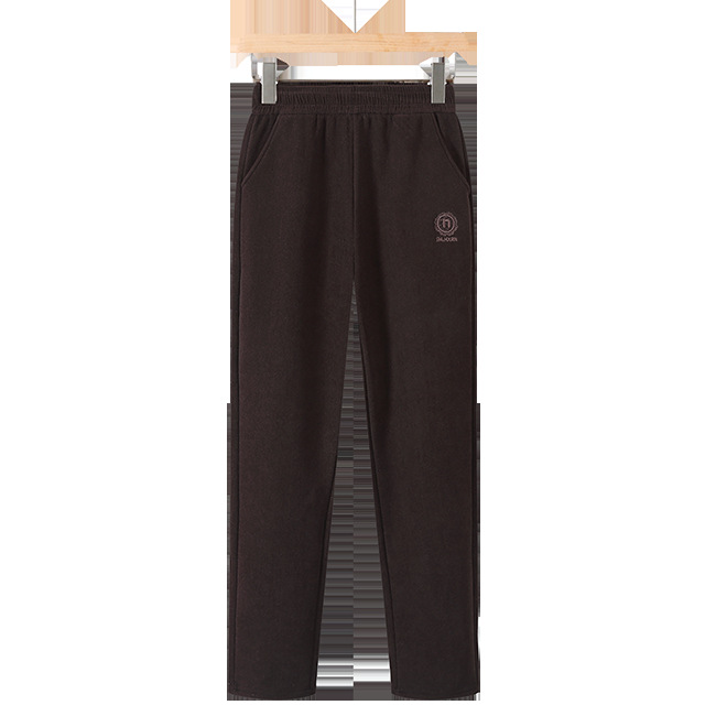 妈妈加厚加绒裤子外穿宽松高腰直筒50岁中年女款冬款休闲松紧长裤