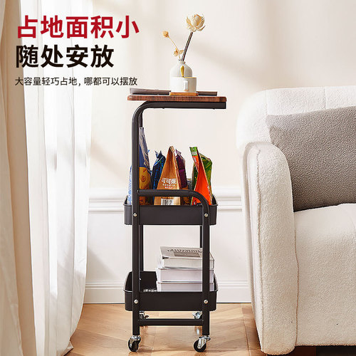 Movable home multi-layer kitchen living room storage rack toy snack bookshelf with table board trolley storage rack