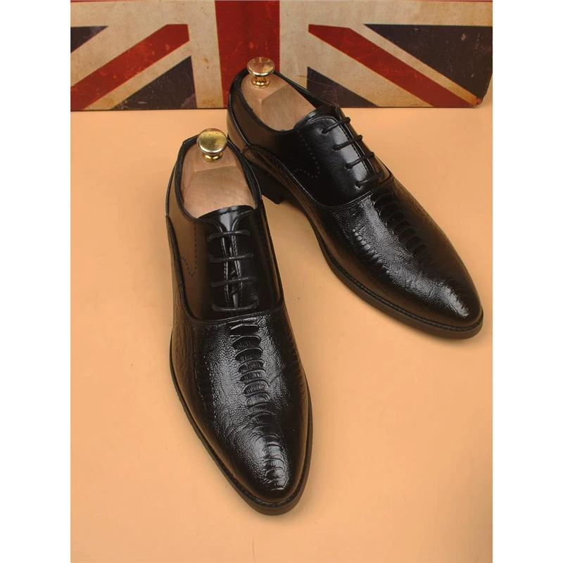 Мужская новая крокодиловая обувь с остроконечным рисунком повседневная кожаная обувь для волос стилист британский тренд модная молодежная кожаная обувь