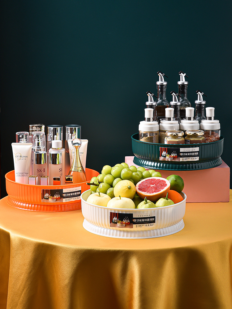 Rotating table storage basket