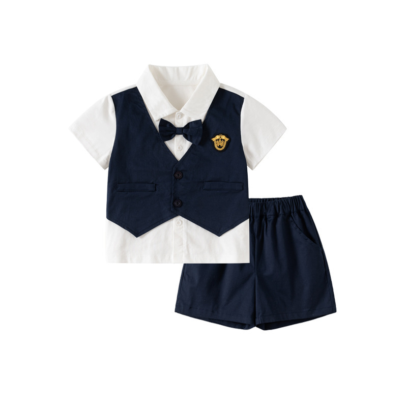 [Special Clearance] Boys' Summer Outfit, Stylish Baby Clothes, Summer Formal Suit, Little Boy's Faux Two-Piece Set