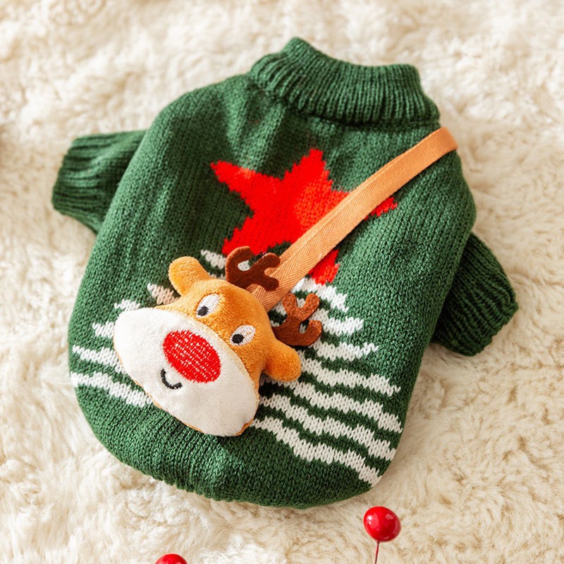 Otoño y invierno pequeño oso rayas cálidos suéter de dos patas Navidad y Año Nuevo mascotas perros y gatos pequeños y medianos ropa