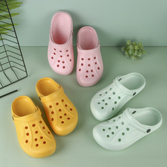 A 2023 New Summer Hole Shoes for Women, Fashion Thick Sole Plain Color Lazy Slippers, Factory Wholesale