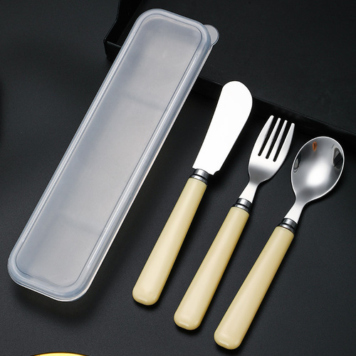 Stainless steel portable tableware knife, fork and spoon three-piece set Internet celebrity outdoor modern simple home creative gift set