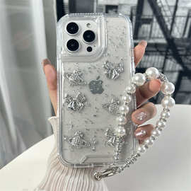 跨境批发适用RedmiA5滴胶闪片配件Magic7Lite防摔透明链子手机壳