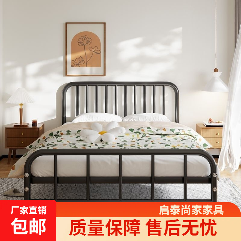 European-style wrought iron bed reinforced single bed simple dormitory iron frame 1.5m modern rental house double bed B&B