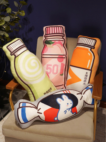 Creative pillow, cushion, simulated drink, cute plush toy, waist support, sofa cushion, gift gift wholesale