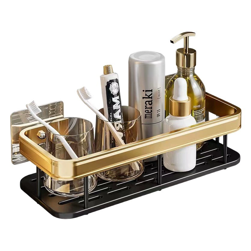 Корзина для ванной комнаты треугольник присоска насадочная космическая алюминиевая душевая комната треугольник без пробития