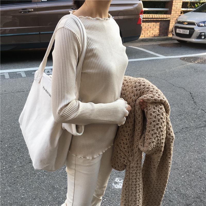 Capacious minimalistic handheld solid color shopping bag