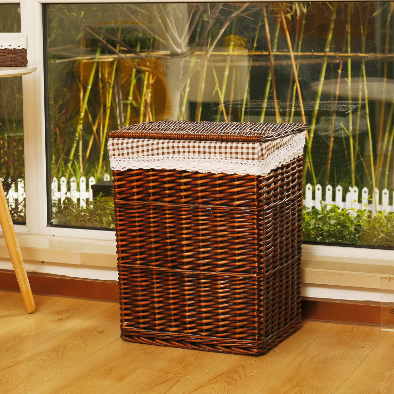 Storage Basket Dirty Clothes Basket Household Rattan Dirty Clothes Storage Basket with Lid Dirty Clothes Basket Large Hot Pot Restaurant Clothes Storage