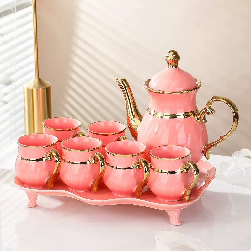 高档轻奢北欧风茶具茶杯套装大容量水具套装下午茶杯套装家用杯子