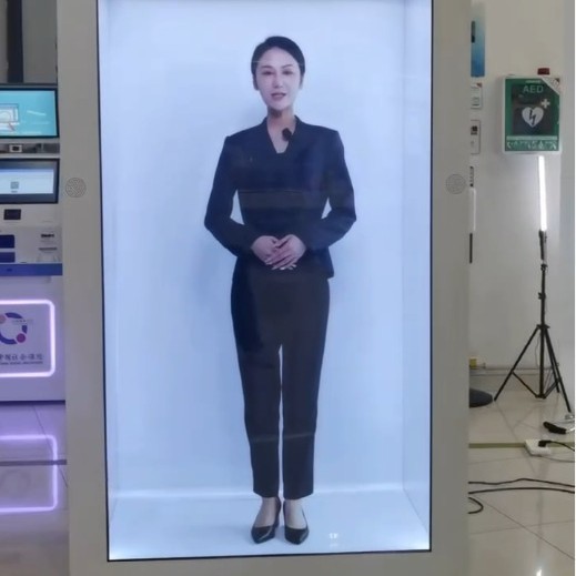 LCD透明化全息仓数字人，透明柜，透明广机，高科技数字机器人柜