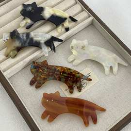 新款醋酸动物发夹女超萌猫咪发卡超仙可爱少女甜美边夹弹簧夹发饰