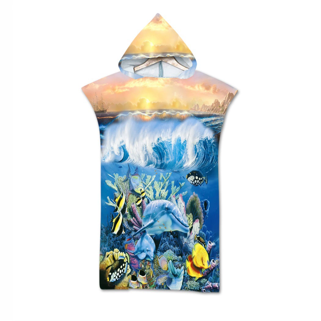 2 день волосы Дельфин цифровой печати пляжное полотенце для взрослых с капюшоном банное полотенце из микрофибры животных Русалка