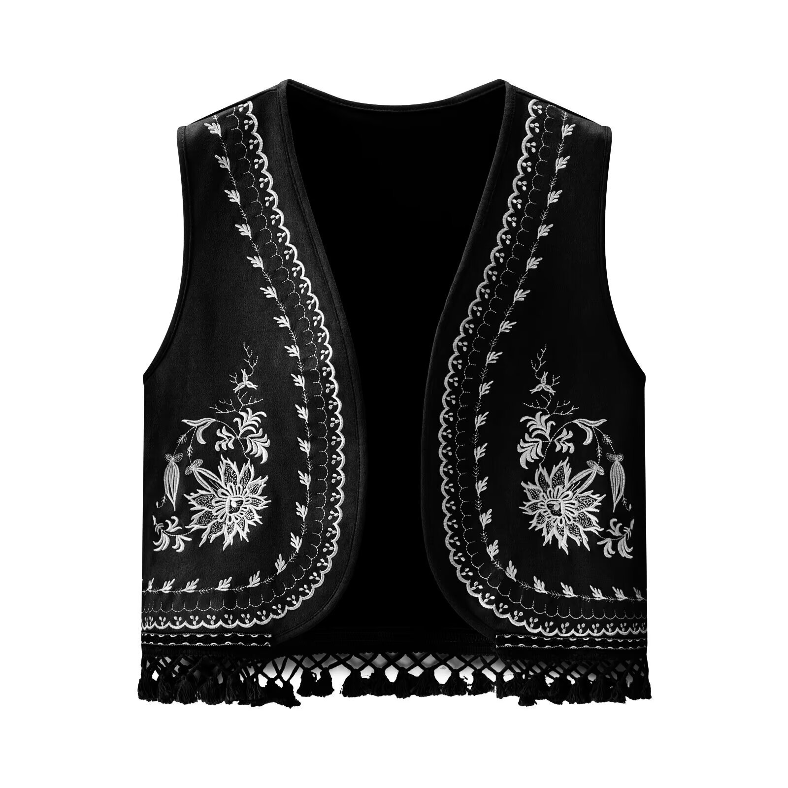 TAOP & ZA mujer verano 2026 nuevo estilo retro bohemio bordado bordado bordado decoración corta chaleco