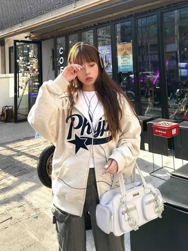 现货~韩国代购裴真率同款 PHYPS母星星拉链卫衣外套男女同款上衣|undefined