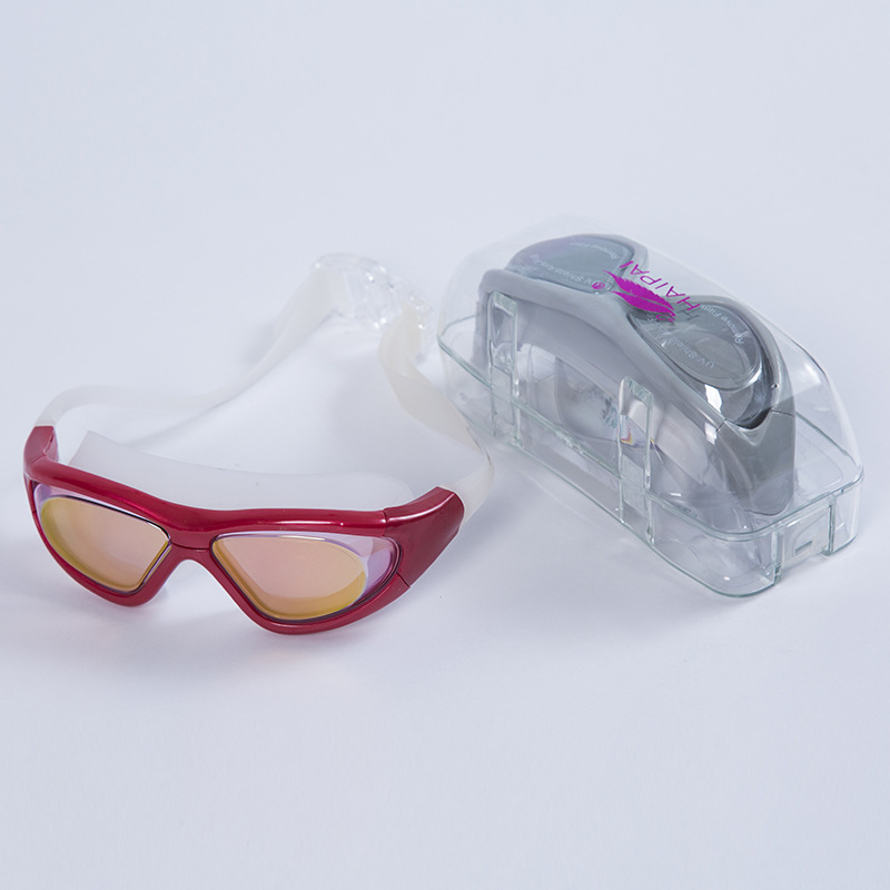 전기도금 수영 고글 플랫 방수 김서림 방지 자외선 방지 고화질 성인 남녀공용 대형 프레임 수영 안경