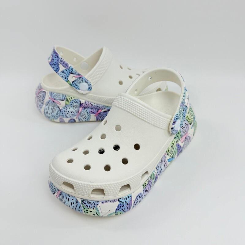 Cro Card Brand Puff Transfer Print Women's Clogs, Nana Style, Height-Increasing Thick-Soled Little Whale Puff Transfer Pattern