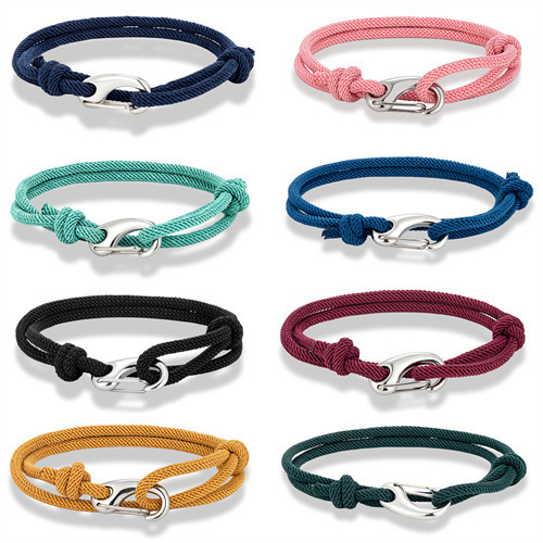 Cross-border Hot Selling Stainless Steel Lobster Buckle Couple Bracelet Simple Double Layer Adjustable Milan Rope Hand Rope