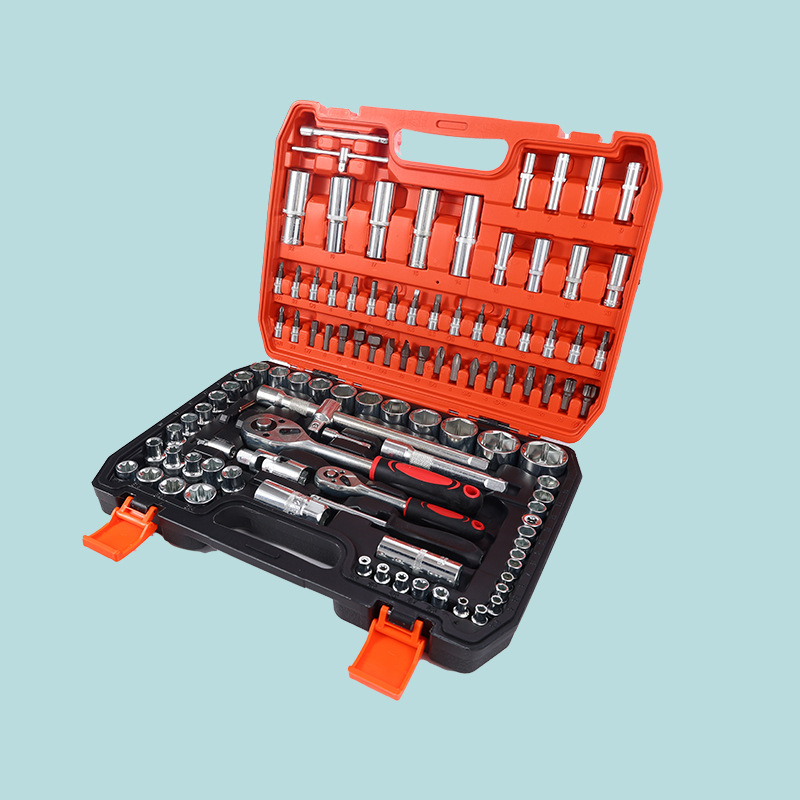 108 piezas de conjunto de herramientas conjuntas de manguito conjunto de llave de trinquete manguito conjunto de herramientas de reparación mecánica