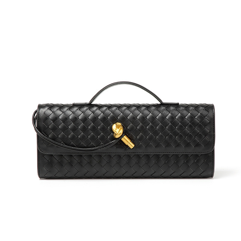 Woven Shoulder Baguette Bag Niche Luxury Horizontal Clutch Evening Bag Crossbody Versatile Fashion Elegant Bag - Thumbnail 2