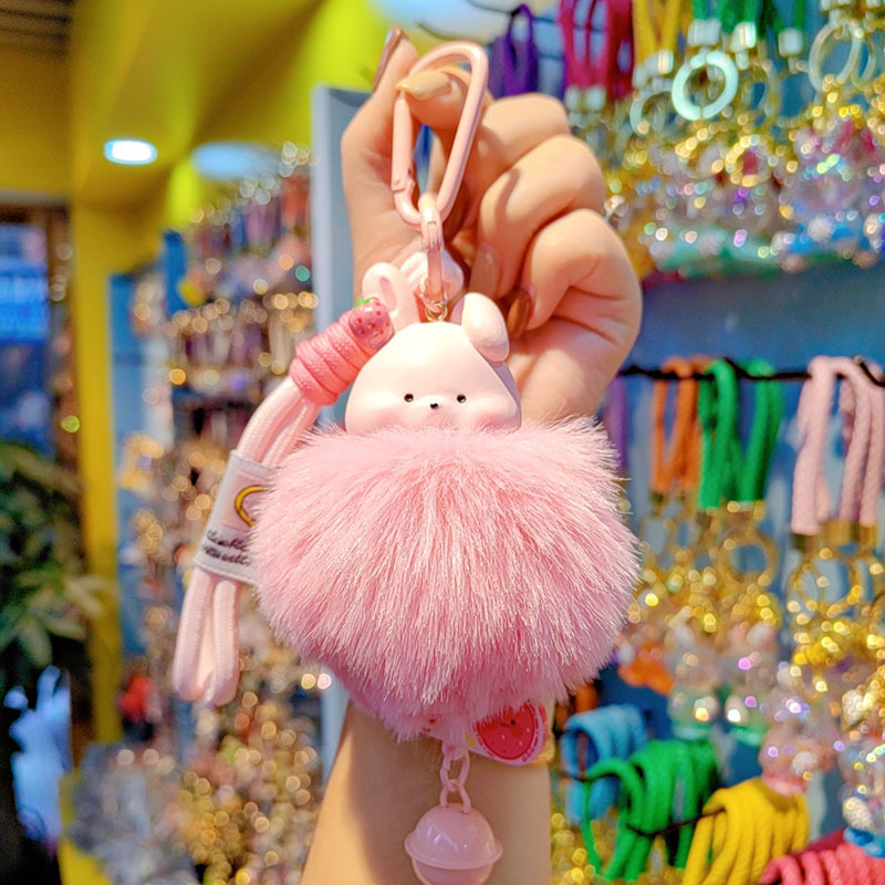 Caricatura encantadora fruta animal campana llavero pareja llavero de automóvil bolso de teléfono móvil peluche colgante decoración