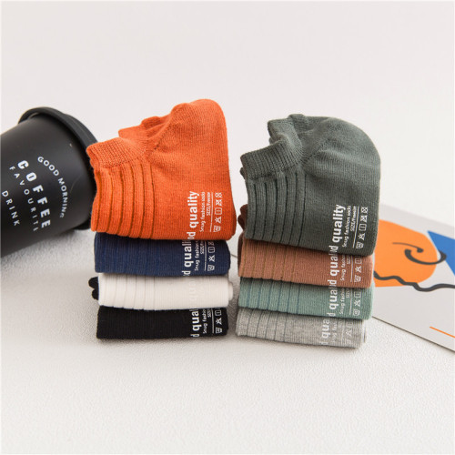 Summer Basic Print Men's Ship Socks Sweat Absorbent Solid Color Breathable Japanese Style Socks Men Ginger Deer Knitted Wholesaling