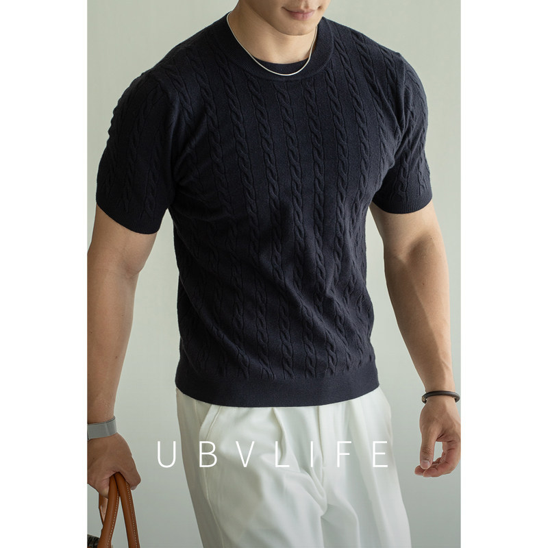 Lyocell Tencel Velvet Cable Knit Crew Neck Sweater for Men, Autumn 2026, Vintage Style
