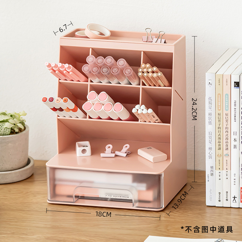 Insertar oblicuo titular de la pluma gran capacidad cajón caja almacenamiento estudiante Oficina escritorio moda creativa niños lindos Al Por Mayor