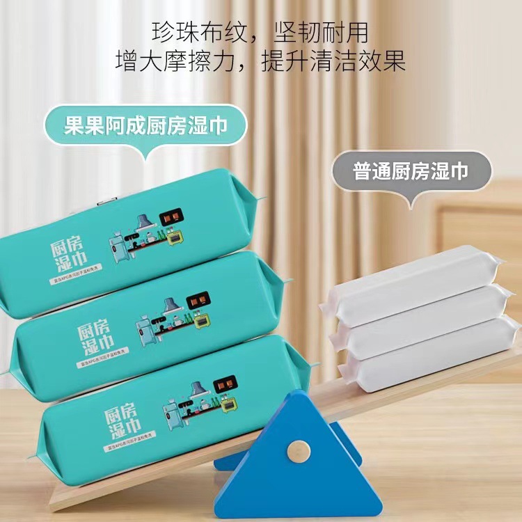 Kitchen Cleaning Wet Wipes Large Packaging Oil-removing and Stain-releasing, Extractor Fan Special Paper Towels for Home Oil and Grease Cleaning