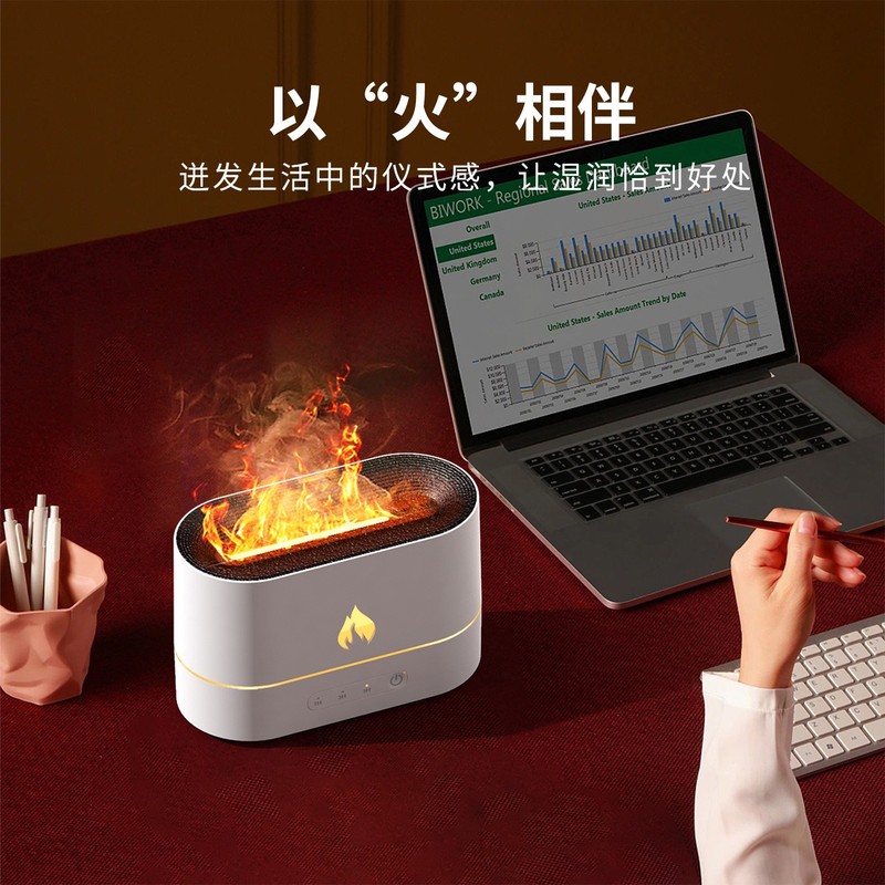 クロスボーダーホームアロマセラピーマシン USB デスクトップ自動芳香空気水分補給小型加湿器シミュレーション炎ディフューザー|undefined