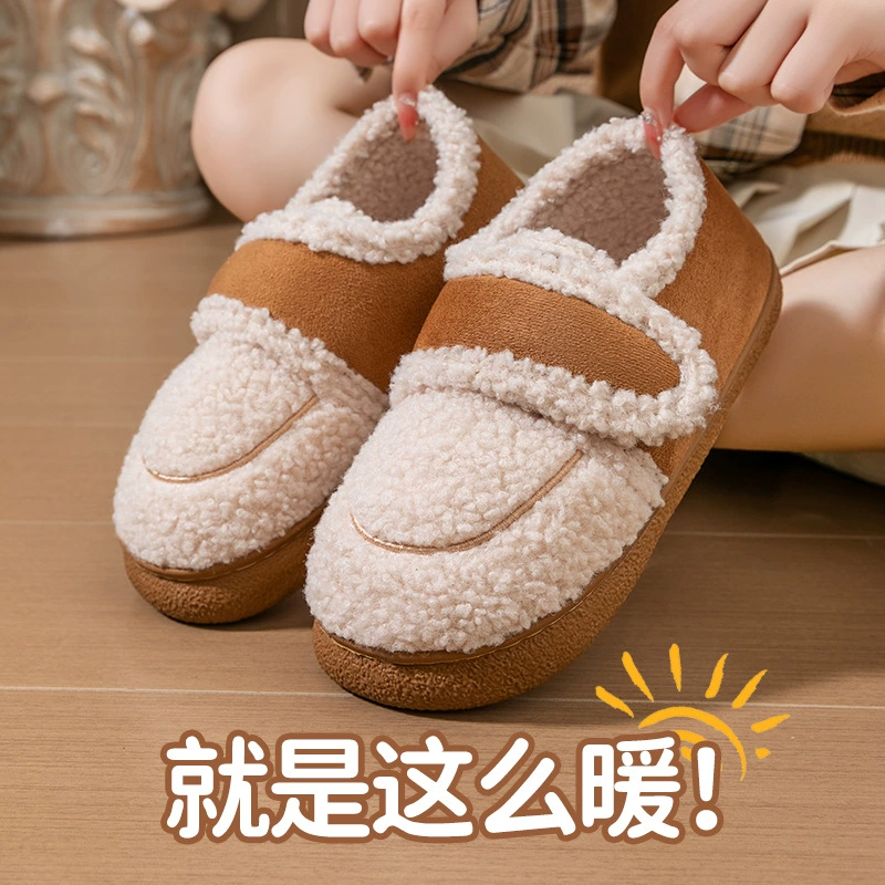 Плюшевые хлопчатобумажные туфли женские наружные новые утолщенные теплые ноги для дома комнатные туфли зимние сумки и хлопковые тапочки оптом