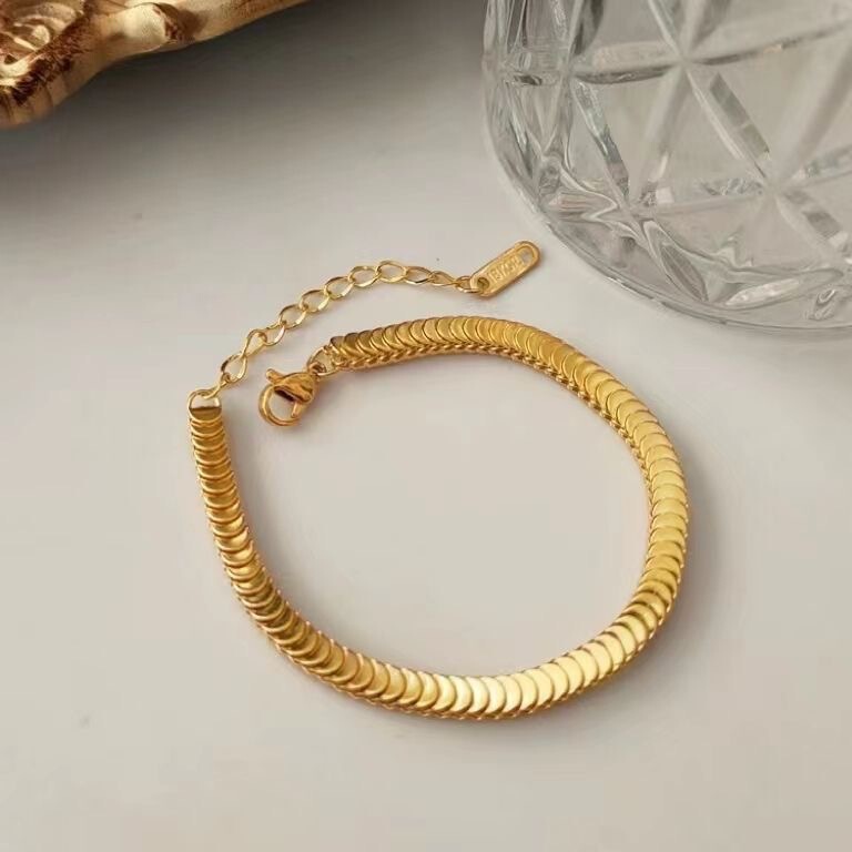 2022 summer new bracelet jewelry bracelet girls self-discipline square fish scale mesh double-sided retro niche design