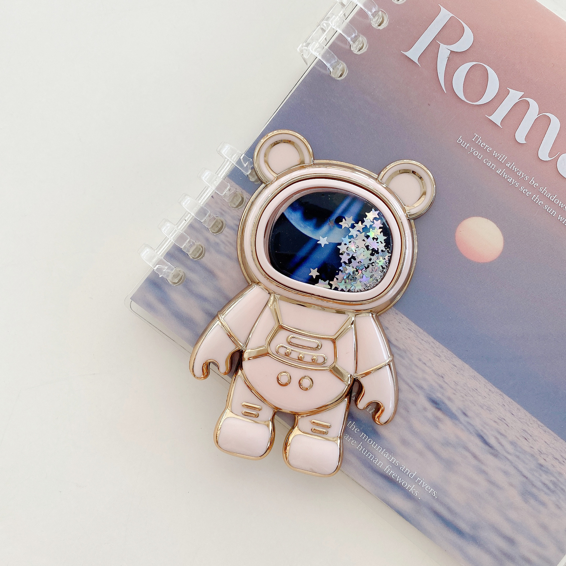 Nuevo gato orejas de arena movediza soporte de galvanoplastia astronauta pegatina perezoso plegable soporte de escritorio