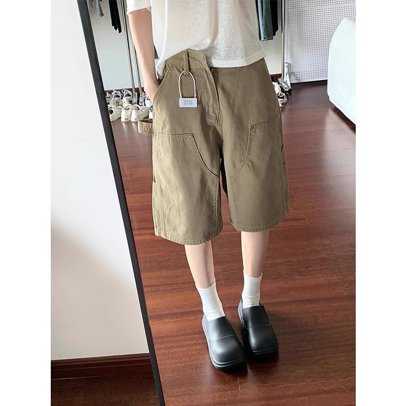 Ripped Denim Shorts for Women, Summer New Style, Plus Size, Loose Fit, Slimming, Pear-Shaped Body, Knee-Length Wide-Leg Shorts