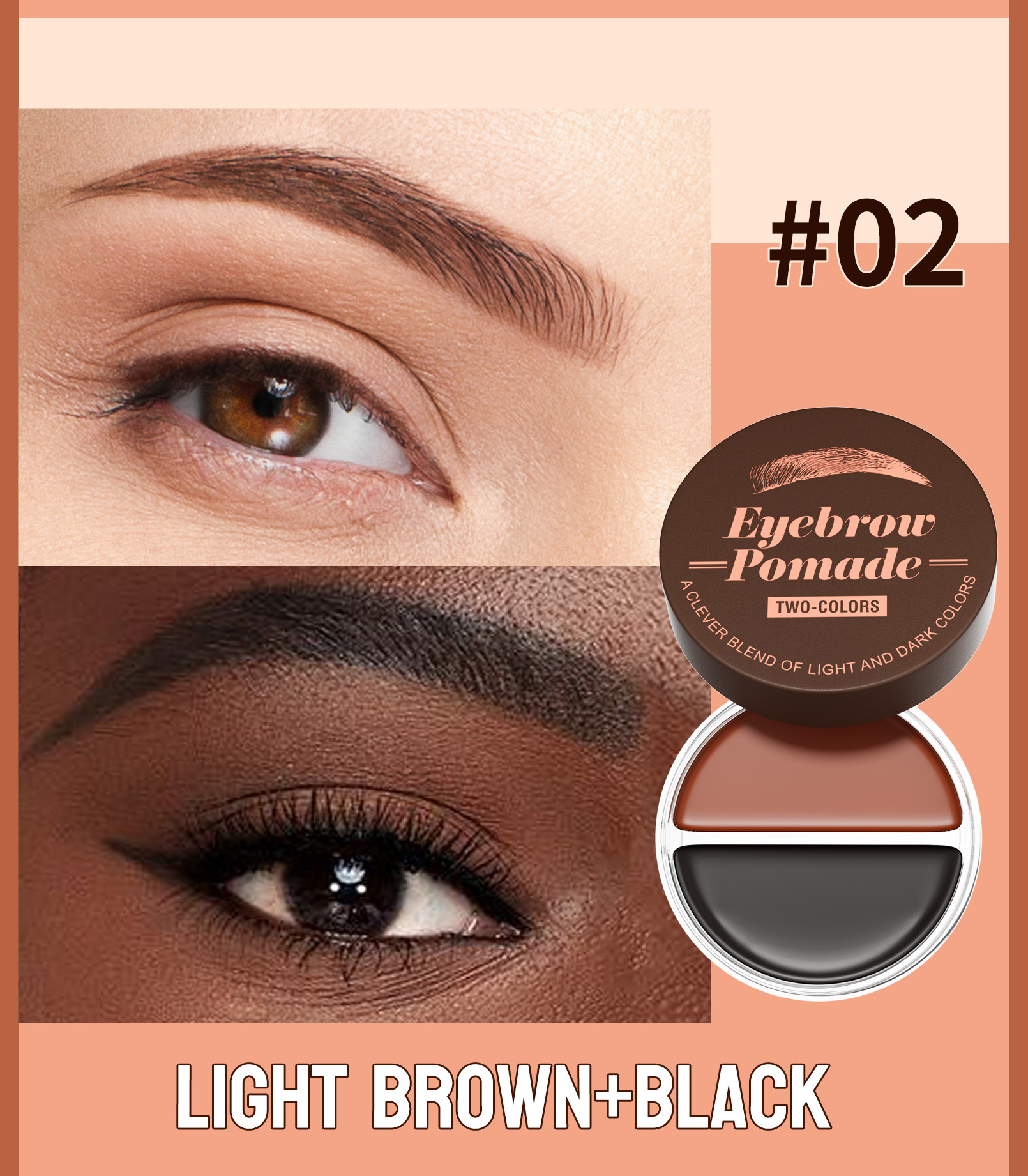 Hellokiss Two-Color Eyebrow Cream 2-in-1 Natural Long-lasting and color-enhancing Eyebrow Shaping Cream Wild Eyebrow Brow Pomade undefined