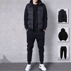 冬の通常の帽子付きの三点セットの男性と格好いいファッション服のスポーツスーツのカジュアルなベストメンズ