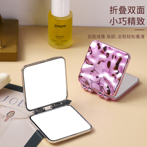 Small mirror to carry with you mini makeup mirror double-sided portable student dormitory handheld folding mirror for home use for women