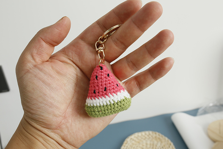 15g Weight Keychain Classification 1 Piece Quantity Daily Occasion yarn Material Watermelon Pattern Knitting Design Cute Style 1 Piece Cute Watermelon Yarn Knitting Keychain 5