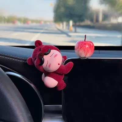 Interior Decoration, Car Dashboard Screen | Car ornaments - no-specifications-red-flocking-xiaoxinapple-lying-screen-2